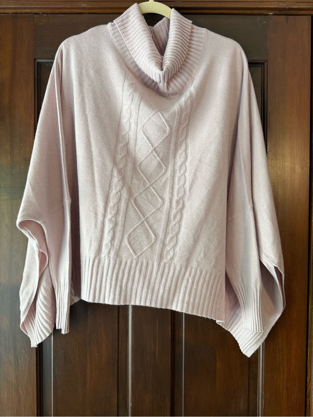 Mersea Aberdeen Cable-Knit Light Pink Cowl-Neck Sweater